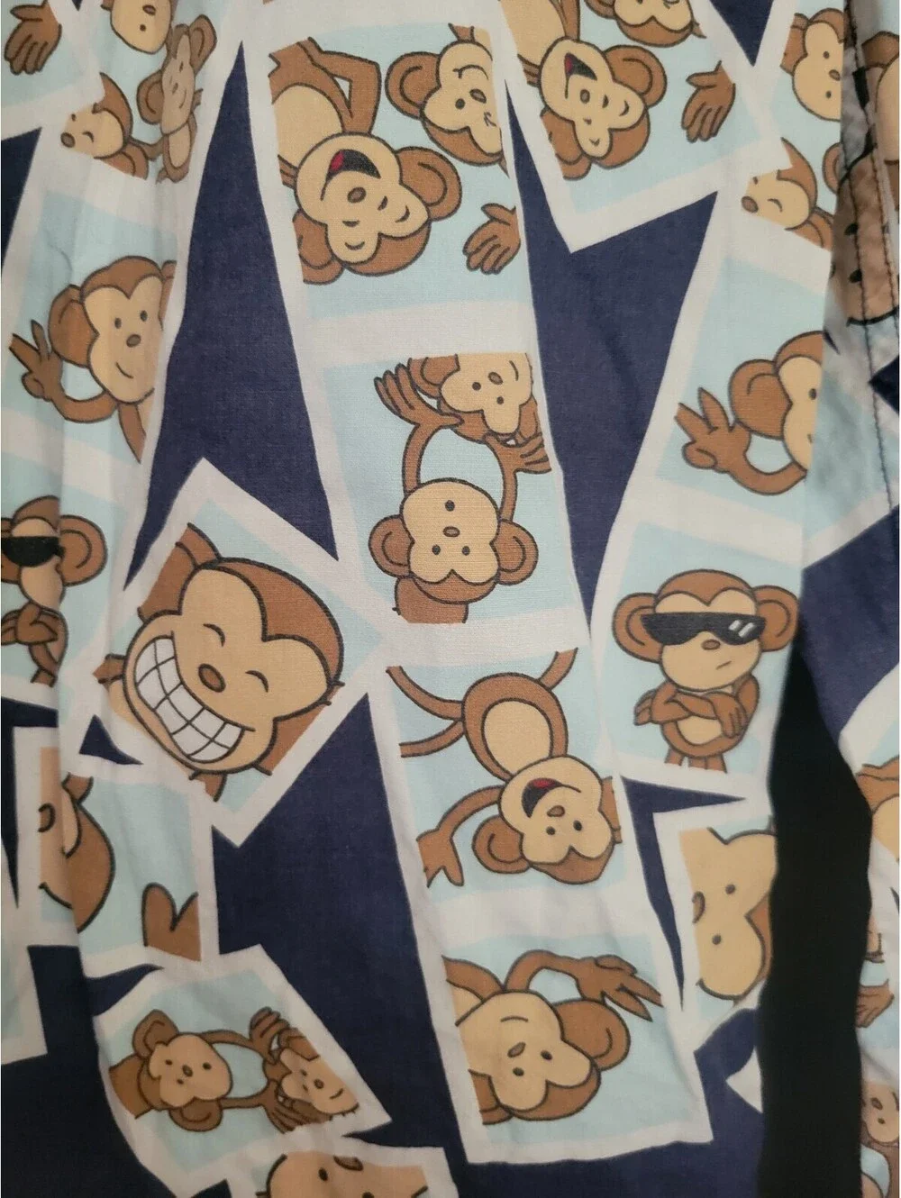 Vintage Aeropostale Pajama Pants Mens M Blue Monkey Print Lounge Sleep Y2K